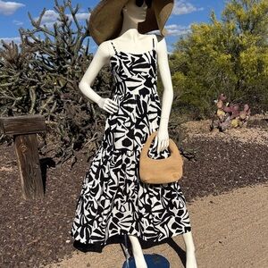 Christian Lacroix black  & White Abstract Print Spaghetti Strap Maxi Dress